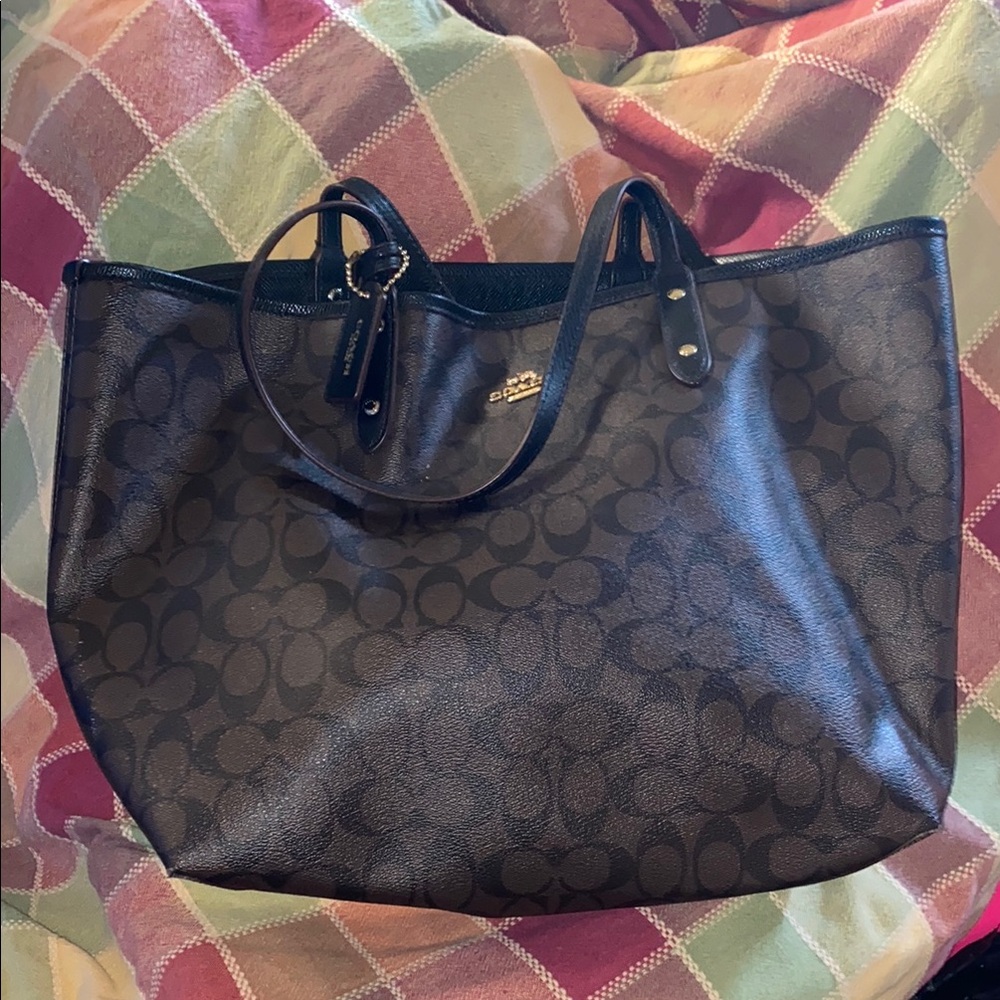 Coach Signature Brown or Black Reversible Tote Bag NWT